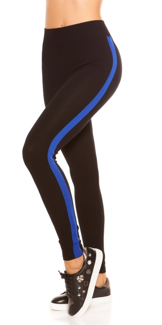 Trendy leggings with contrast stripes Blue
